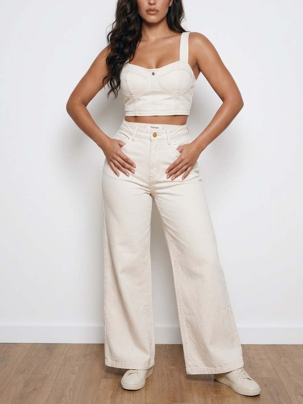 Trierarchy Cream Wide-Leg High-Waist Jeans